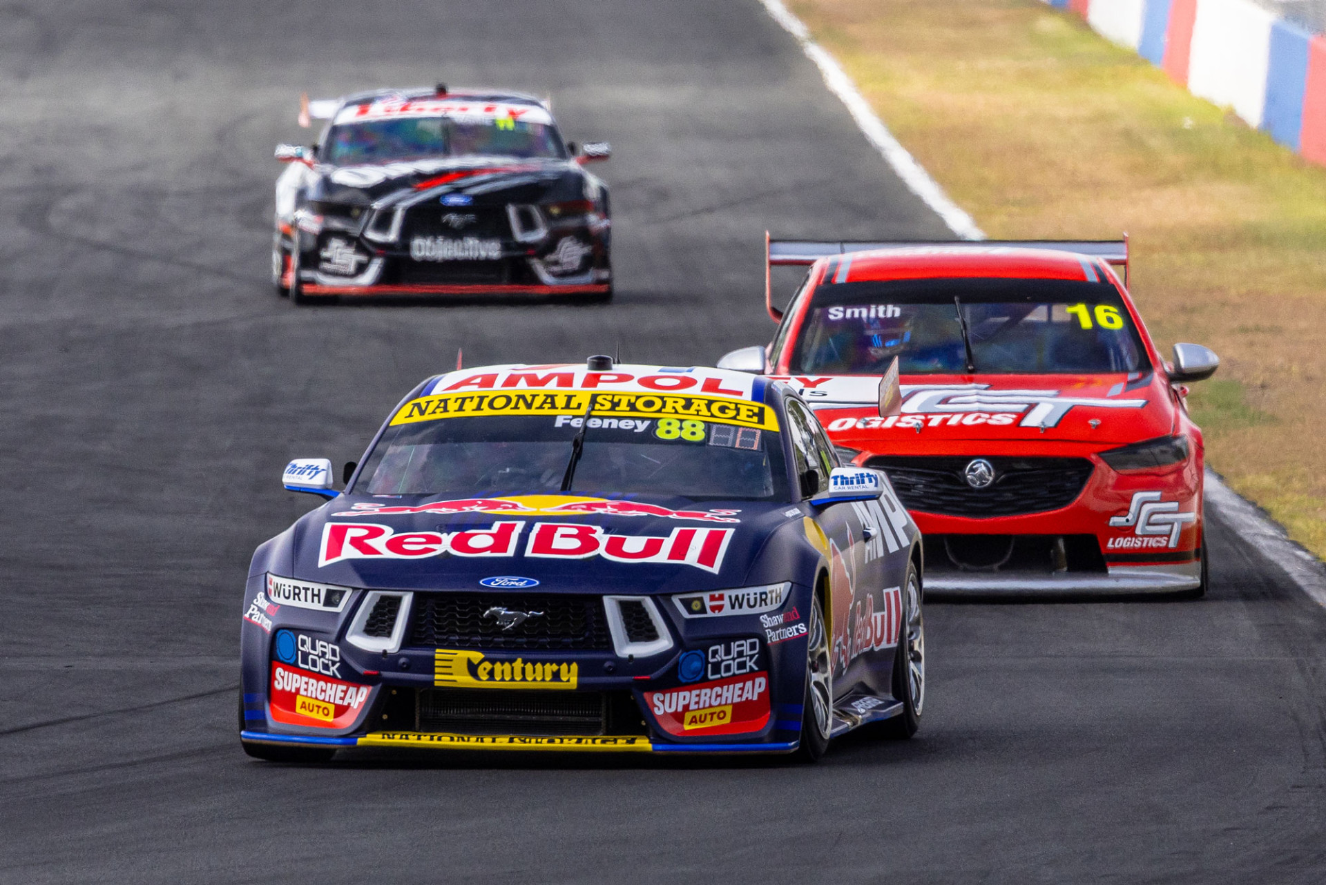 Broc Feeney reacts to first Ford Mustang laps
