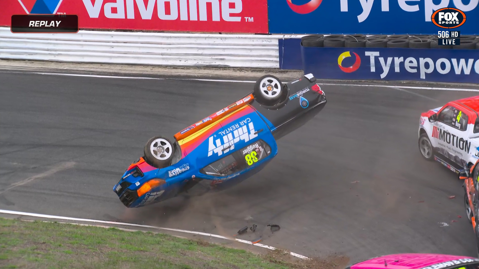 Toyota HiLux rolls at Symmons Plains in bizarre V8 SuperUtes crash ...
