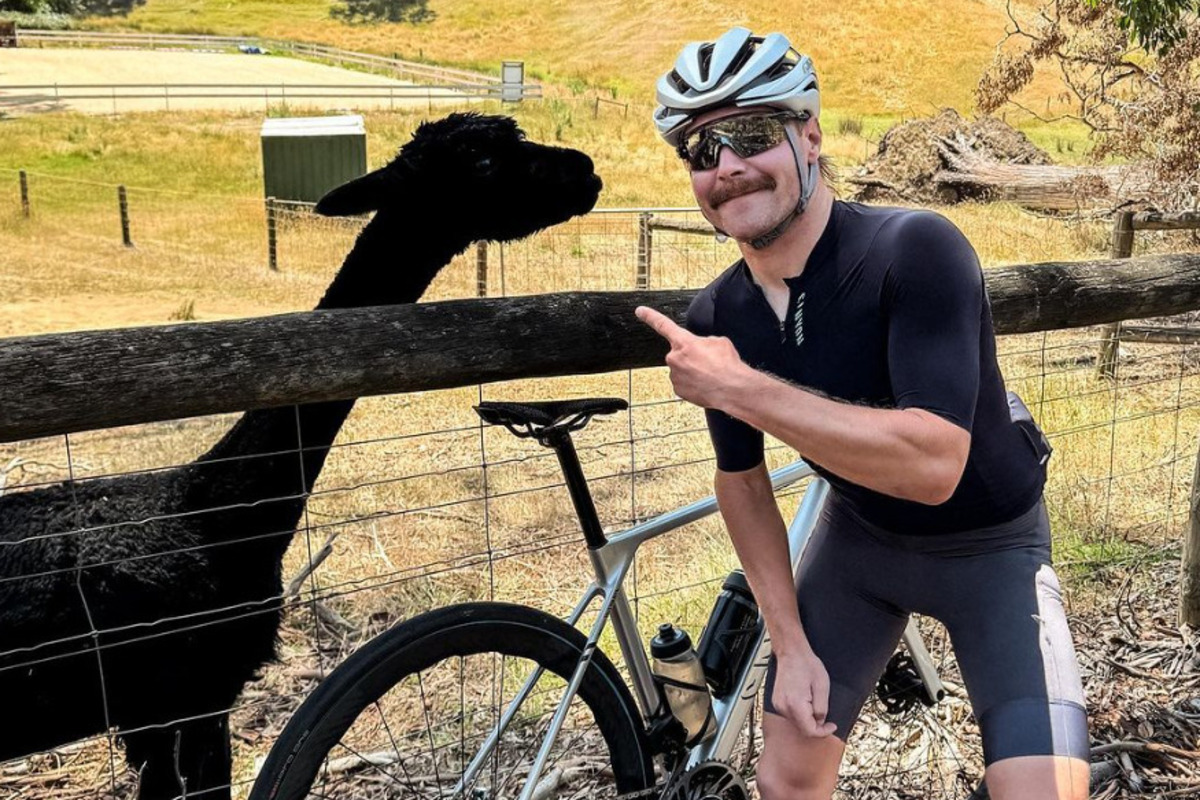 Valtteri Bottas once again spent time cycling in Australia during the European winter. Image: Valtteri Bottas Instagram
